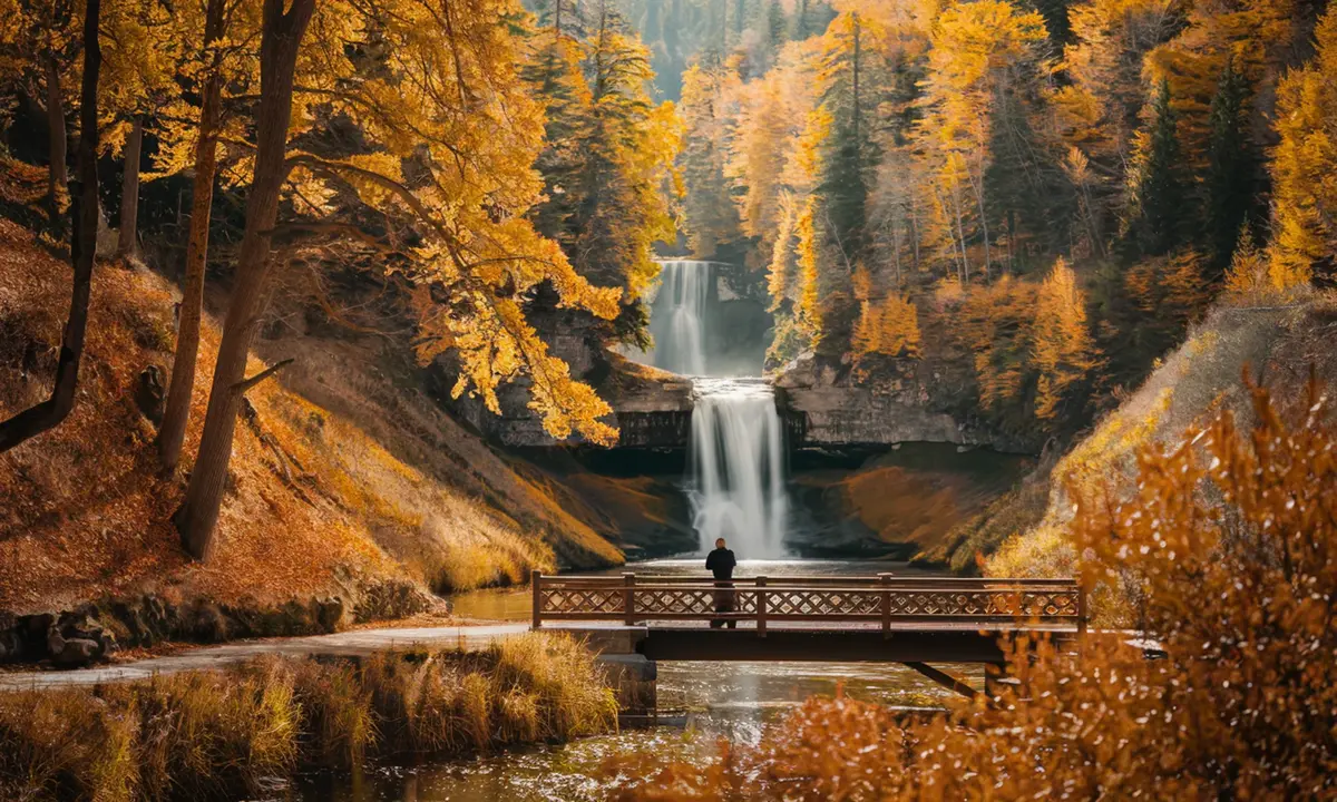 Serene cascading waterfall